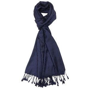 Blue 100% Rayon Soft Hemp Scarf Shawl with Fringe, with Tassels Made in India.